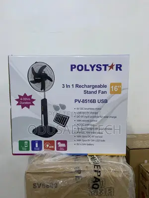16inches Polystar Rechargeable Standing Fan With Remote