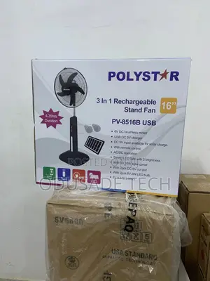 Polystar 16 " Rechargeable Standing Fan With Solar Panel