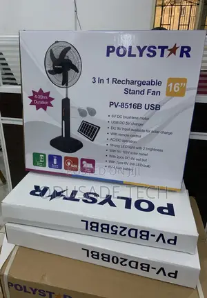 Affordable Polystar 16" Rechargeable Standing Fan With LED