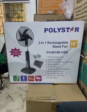 16inches Polystar Rechargeable Standing Fan With 5V Charger