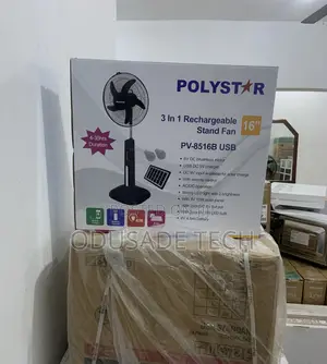 16inches Polystar Rechargeable Standing Fan With Charger