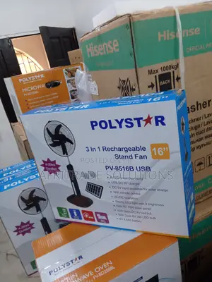 Polystar 3 In 1 Rechargeable Fan 16 Inches + Remote Control