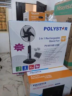Polystar 3 in 1 Rechargeable Fan 16 Inches- USB Charger