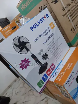 Polystar 3 in 1 Rechargeable Fan 16 Inches- Affordable