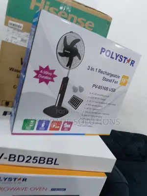 Quality Polystar 16" Rechargeable Fan- Five Speed Blade