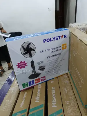New Polystar 16" Rechargeable Fan- Five Speed Blade