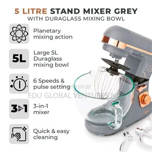 Tower Caveletto Grey 5 Litres Stand Mixer Duraglass Bowl.