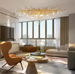 Rectangular Crystal Chandelier Living Room