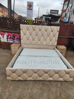Quality 6by6 Upholstery Padded Bed Frame With Two Bed Sides