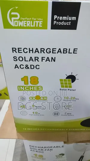 Powerlite Rechargeable Solar Fan AC DC 18"