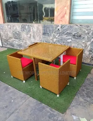 Rattan Chairs and Table Set by 4 Outdoor