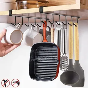 Storage Rack Cabinet Hook Cup Holder With 6 Hooks Kitchen.