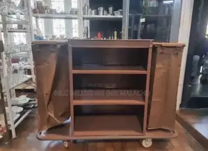 (Brown) Utility Laundry Housekeeping Trolley / Laundry Cart