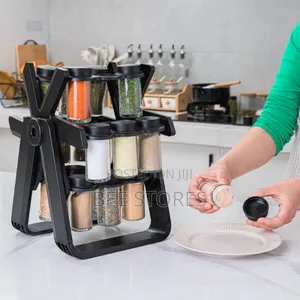 18pcs Jars With Rotating Spice Rack Set