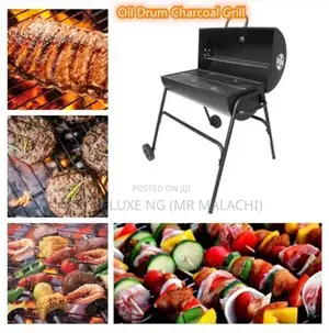 Charcoal BBQ Grill Station / Outdoor Barbecue Griller (Drum)
