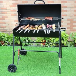 Outdoor Charcoal Barbecue Grill (Drum Type)Black BBQ Griller