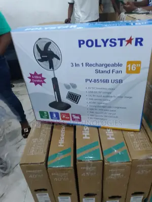 Premium 16 Inches Polystar Rechargeable Stand Fan Pv-8516b