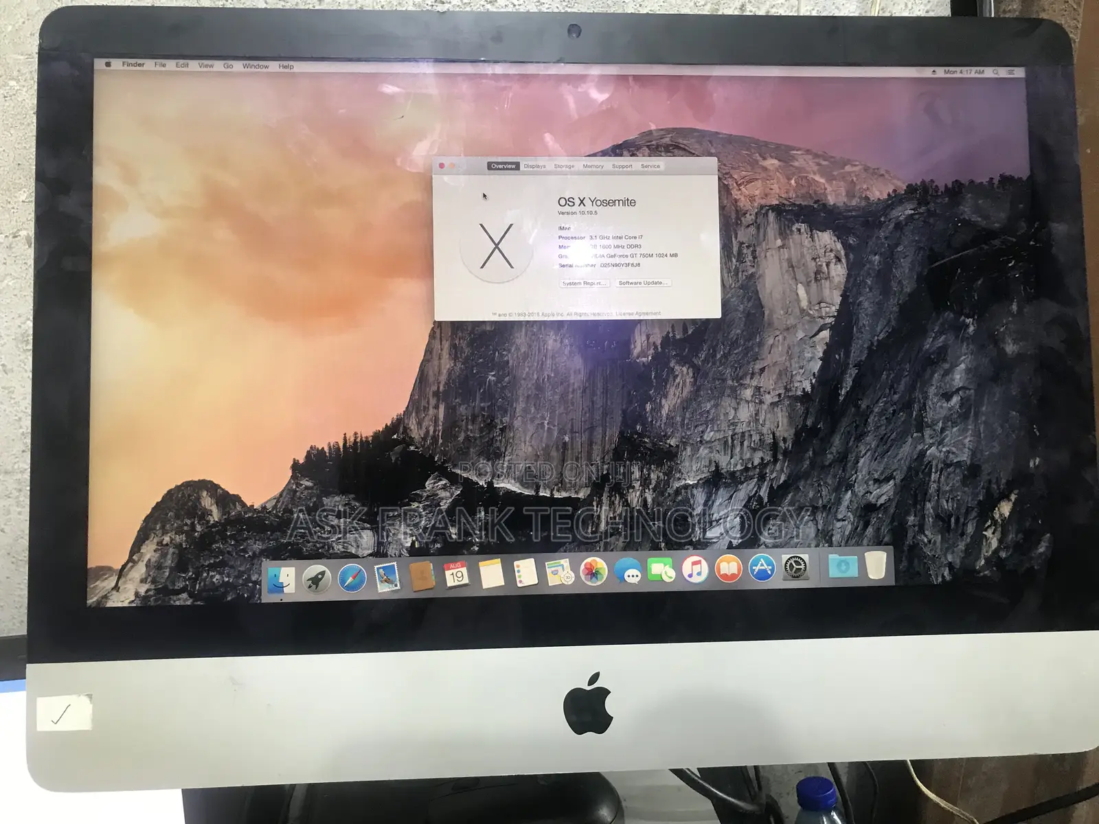 Desktop Computer Apple iMac 8GB Intel Core I7 SSD 256GB