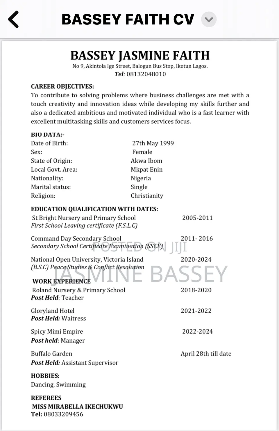Customer Service CV
