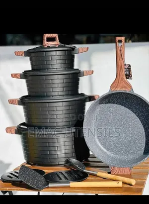 Non Stick 13PCS Set Diecast Non-Stick Pots-Granite Effect
