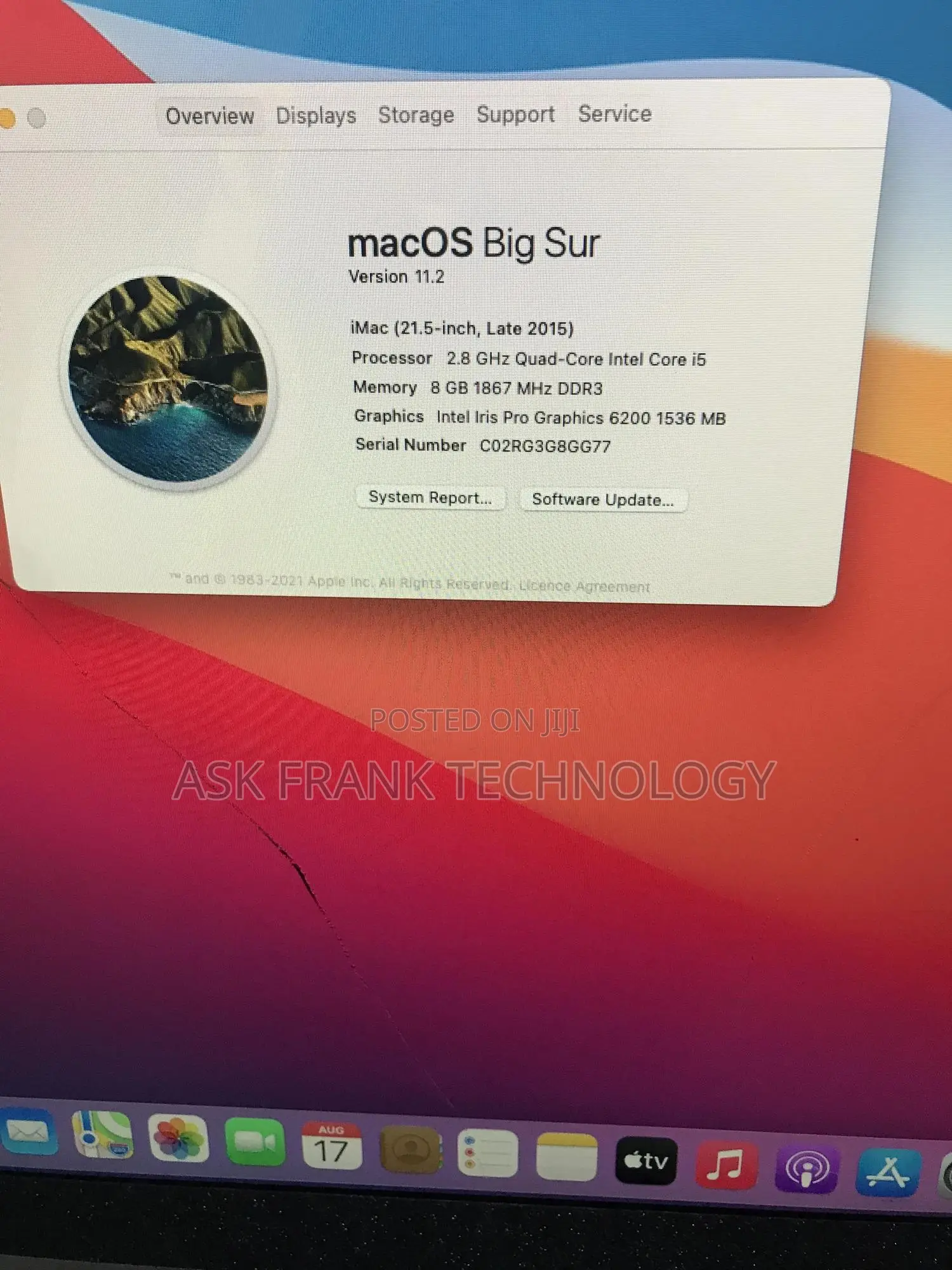 Desktop Computer Apple iMac 8GB Intel Core i5 HDD 1T
