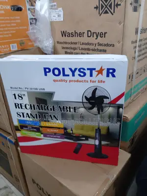 Polystar 18 Inches Pv-3018b Rechargeable Fan- 9 Speed