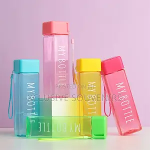 500ml Transparent Plastic Square Leakproof Water Bottle