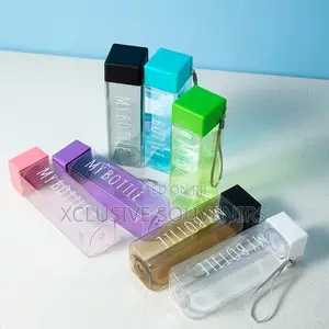 500ml Transparent Plastic Square Leakproof Water Bottle