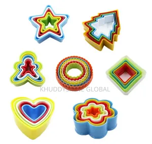 5pcs Plastic Two-sided Cake Sandwich Fruit Cookie Cutter Mol
