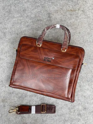 High Quality Italian Leather Montblanc Laptop Bags Brown