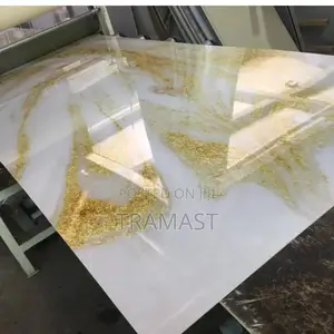 3D Marble Sheet | White and Gold 3D Design