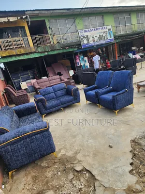 Complete Set of Upholstery Padded Sofa Fabric Chairs