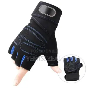 Unisex Blue and Black Gym Gloves