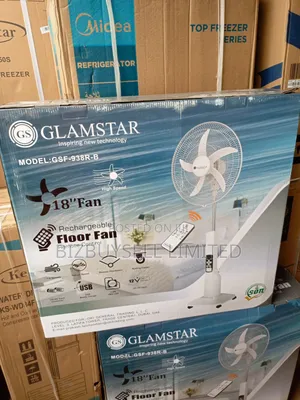 18" Glamstar Rechargeable Standing Fan With Remote Control.