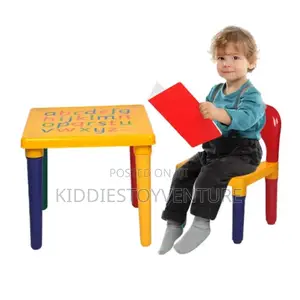 Children Letter Table Chair Set Yellow Red