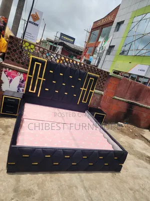 6by6 Upholstery Padded Bed Frame With Two Side Drawers
