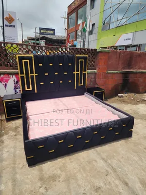 6by6 Upholstery Padded Bed Frame With Two Side Drawers