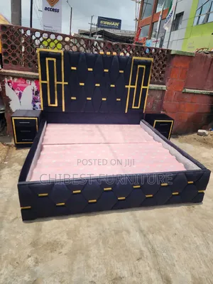 6by6 Upholstery Padded Bed Frame With Two Side Drawers