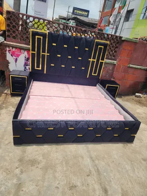 6by6 Upholstery Padded Bed Frame With Two Side Drawers
