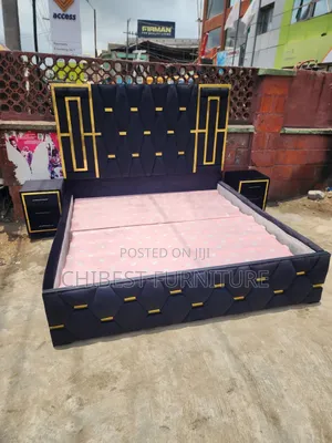 6by6 Upholstery Padded Bed Frame With Two Side Drawers
