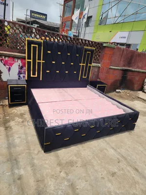 6by6 Upholstery Padded Bed Frame With Two Side Drawers