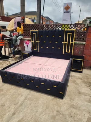6by6 Upholstery Padded Bed Frame With Two Side Drawers