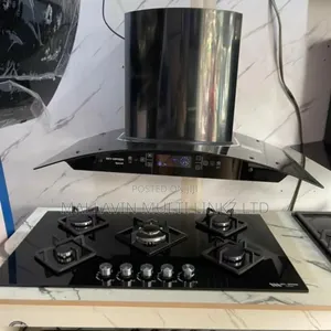 Five-Burner Table Top Gas Cooker and Kitchen Hood Extractor