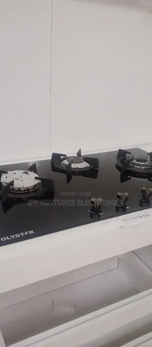 3 Burner Built-in Hob Polystar Gas Cooker, Glass Top.
