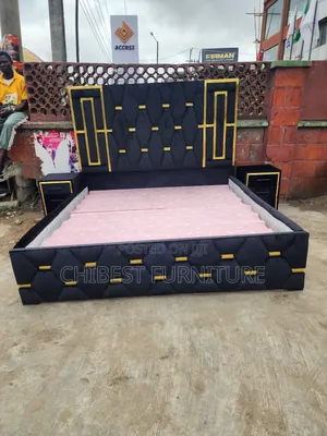 6by6 Upholstery Padded Bed Frame With Two Side Drawers