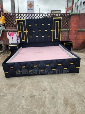 6by6 Upholstery Padded Bed Frame With Two Side Drawers