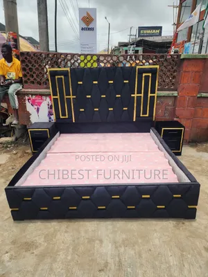 6by6 Upholstery Padded Bed Frame With Two Side Drawers