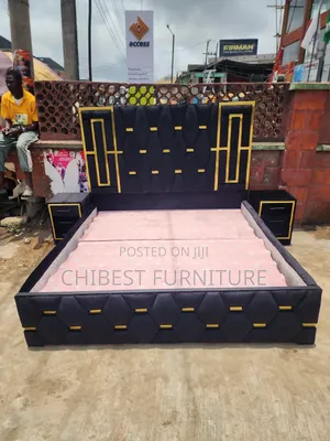 6by6 Upholstery Padded Bed Frame With Two Side Drawers