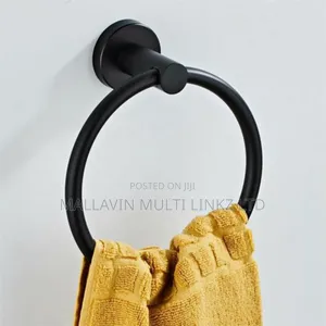 Round Towel Rings Bathroom Hand Towel Holder Black
