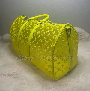 Louis Vuitton Keepall 50 Virgil Abloh Yellow Mesh Boston Bag